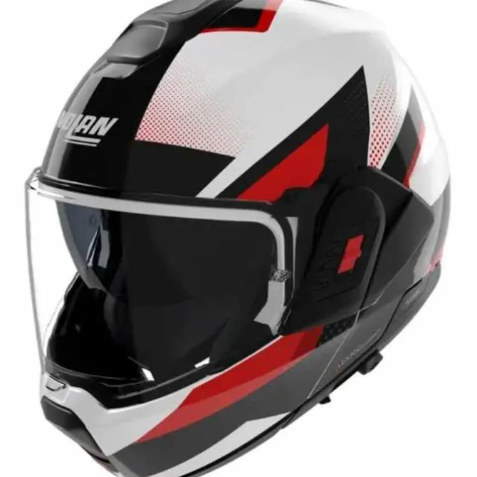 Casco N120-1 Ciclone N-com Bianco Rosso