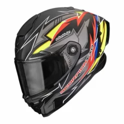 Casco Scorpion Exo-Race Air Move On Nero Opaco Giallo Rosso