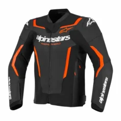 Giubbotto GP Force V2 Pelle Nero Rosso Fluo
