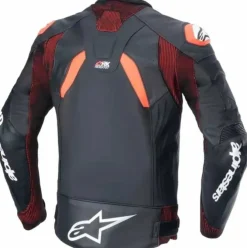 Giubbotto GP Plus R V4 pelle Rideknit Nero Rosso Fluo