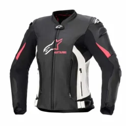 Giubbotto Stella GP Plus V4 pelle Nero Bianco Rosa