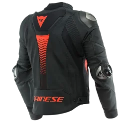 Giubbotto Super Speed 4 Pelle Nero Rosso Fluo