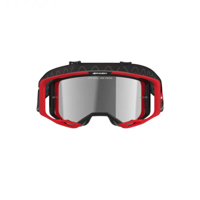 Maschera Alpinestars Vision 8 Luar Rosso Nero Lente Argento